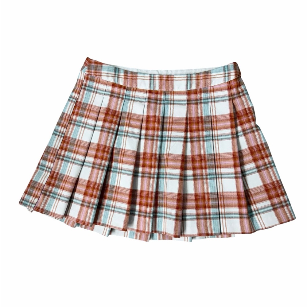 Cat & Jack Rust and White Plaid Pleated Skirt